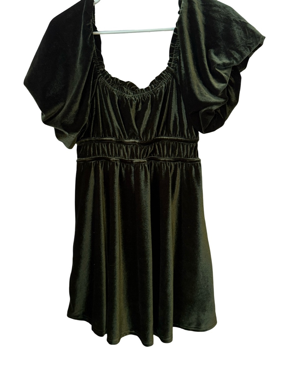 Velvet Y2K Goth Fairy Altar'd State Green Puff Sleeve baby doll dress Womens